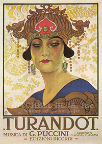 Old poster of a long ago performance of Turandot